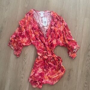 L*Space Vibrant Red and Orange Midi Dress